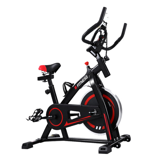 Spin Exercise Bike Flywheel Fitness Commercial Home Workout Gym Machine Bonus Phone Holder Black-0