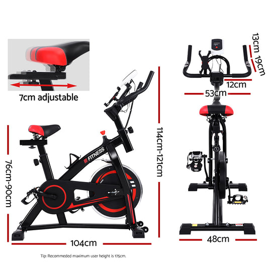 Spin Exercise Bike Flywheel Fitness Commercial Home Workout Gym Machine Bonus Phone Holder Black-1