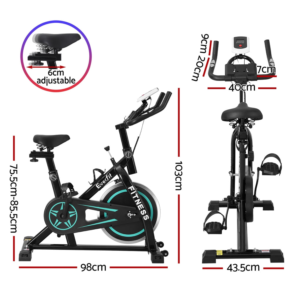 Everfit Spin Bike Exercise Bike 10kg Flywheel Fitness Home Gym 150kg capacity-1