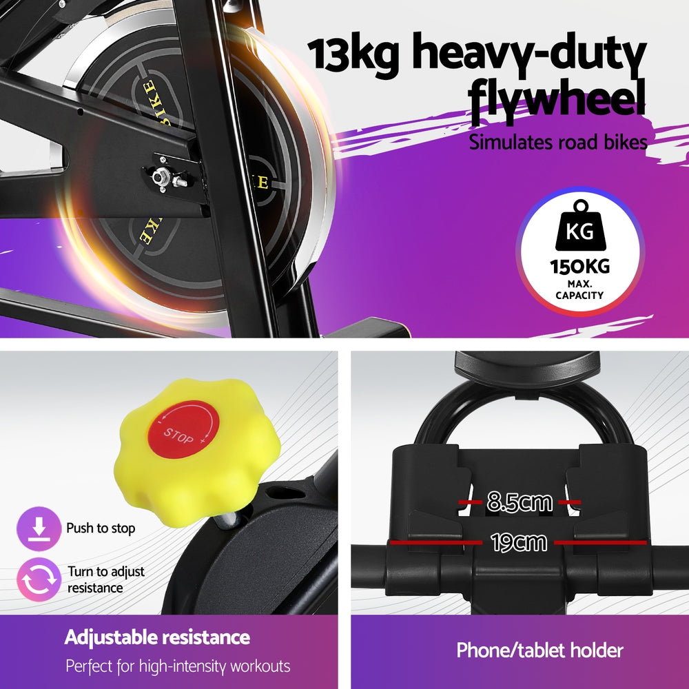 Everfit Spin Bike Exercise Bike Cardio Gym Bluetooth APP Connectable-5