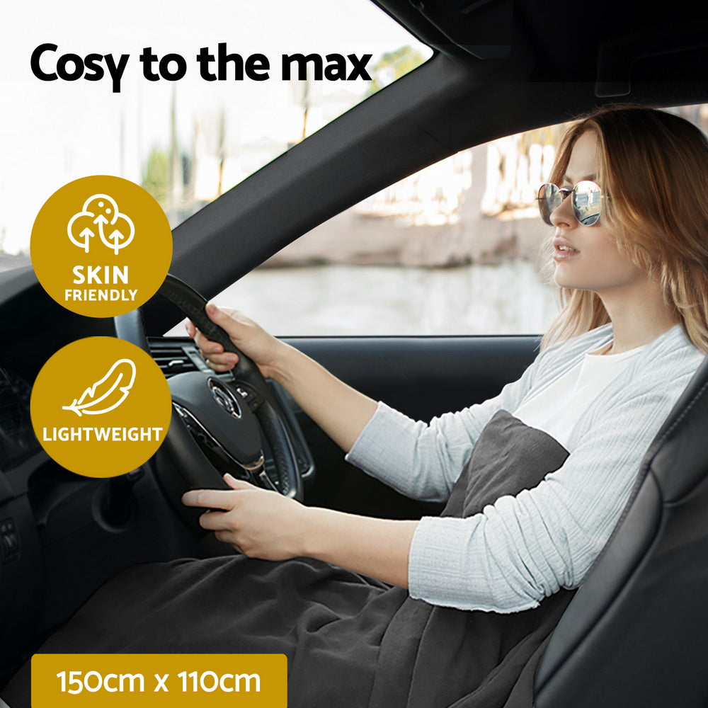 Giselle Electric Heated Blanket Car Throw Rug Grey-3