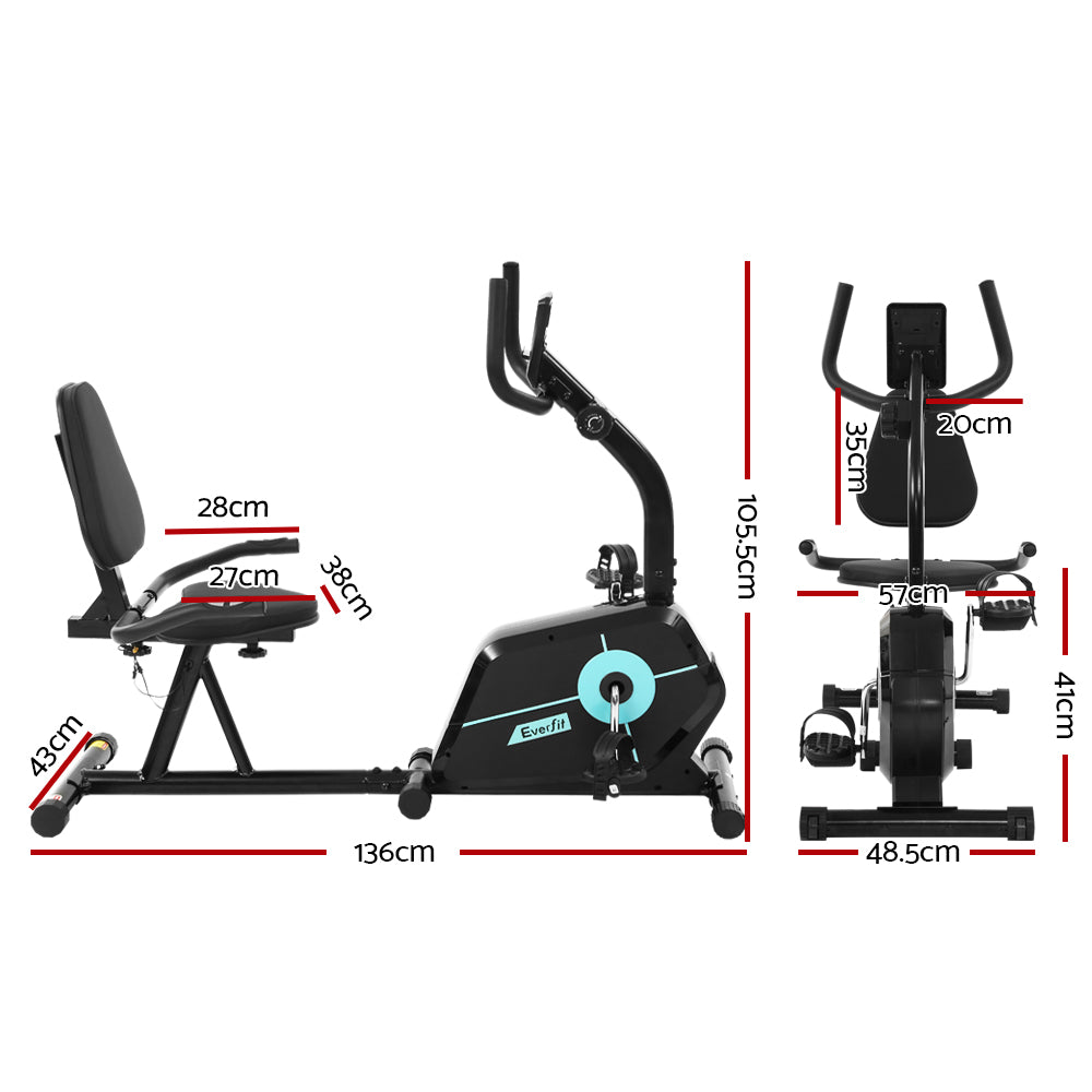 Everfit Exercise Bike Magnetic Recumbent Indoor Cycling Home Gym Cardio 120kg-1