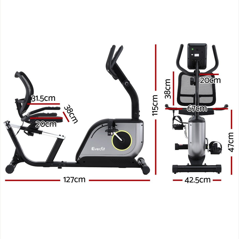 Everfit Recumbent Exercise Bike Magnetic Cycling Mesh Chair 120kg Loading-1