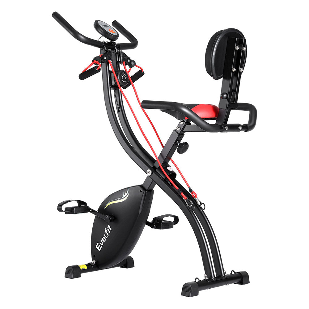 Everfit Folding Exercise Bike Magnetic X-Bike Indoor Cycling Resistance Rope-0