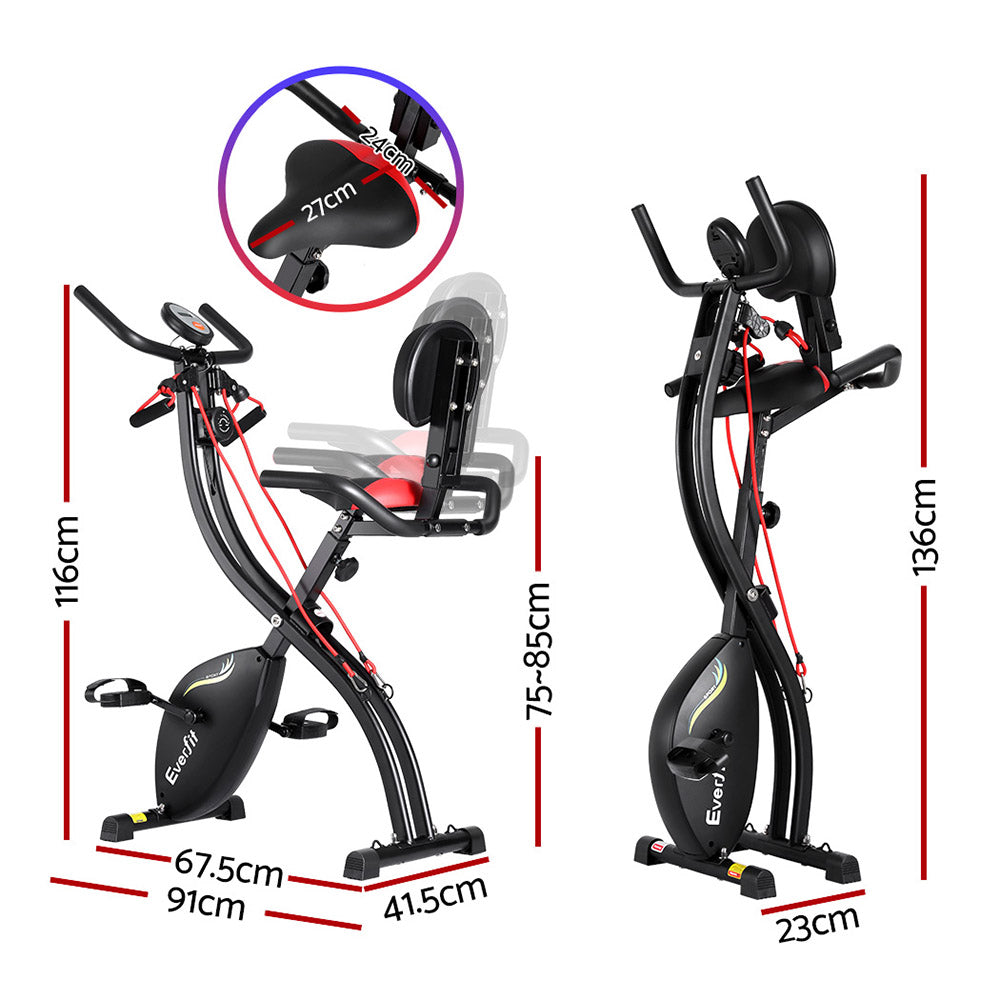 Everfit Folding Exercise Bike Magnetic X-Bike Indoor Cycling Resistance Rope-1