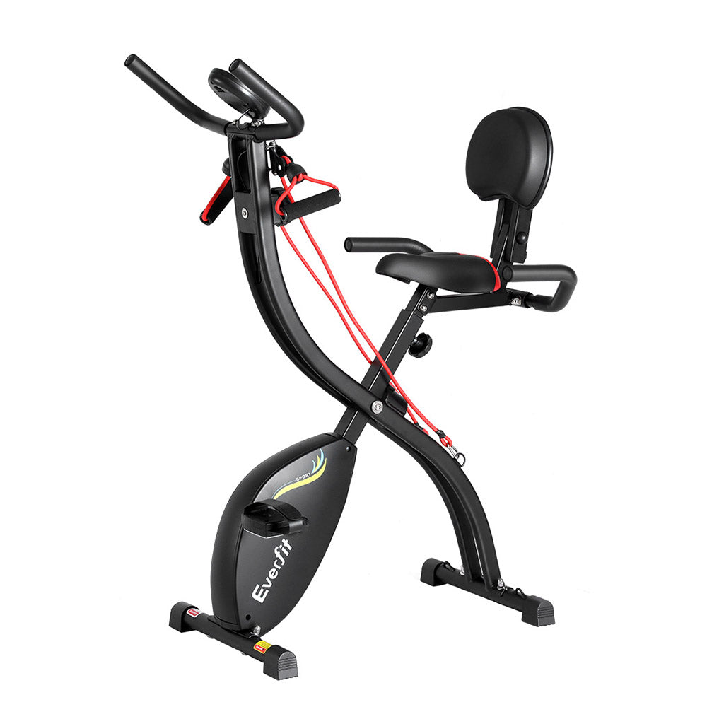 Everfit Folding Exercise Bike Magnetic X-Bike Indoor Cycling Resistance Rope-2