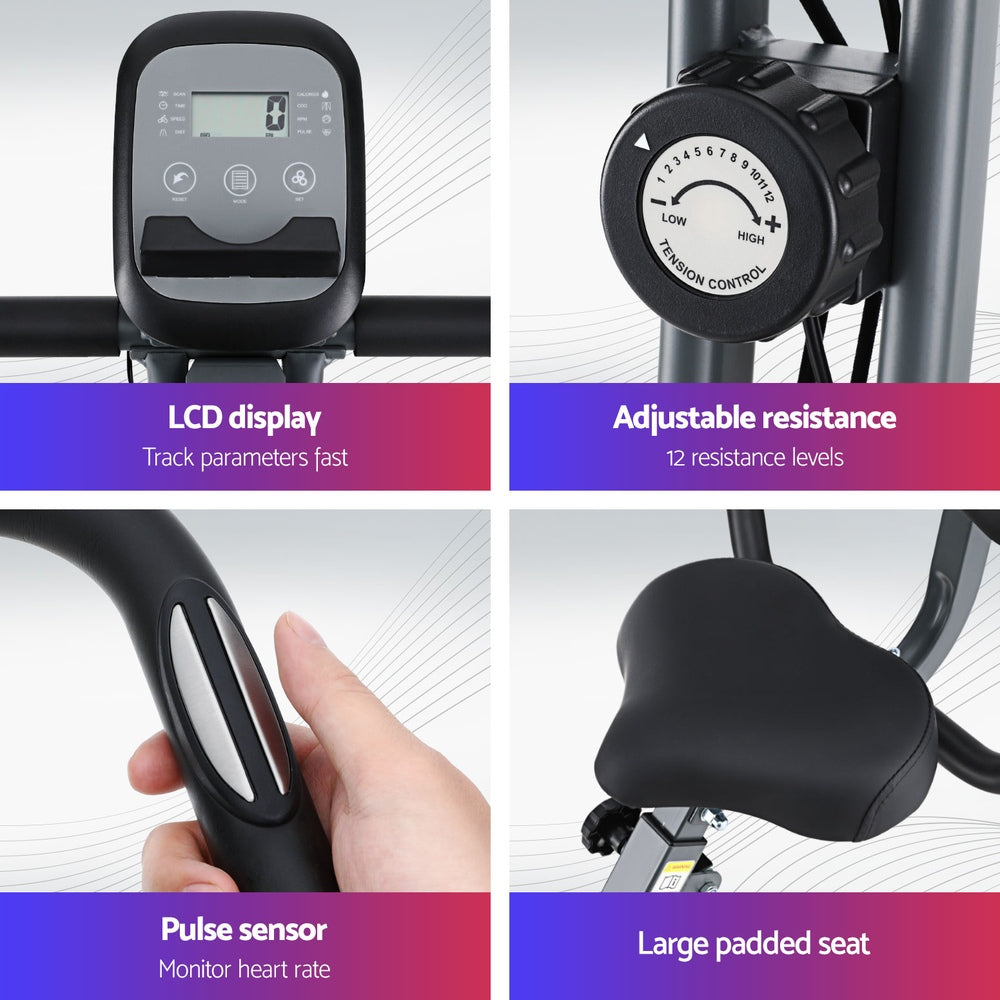 Everfit Folding Exercise Bike Magnetic X-Bike Aerobic Trainer Indoor Cycling-5