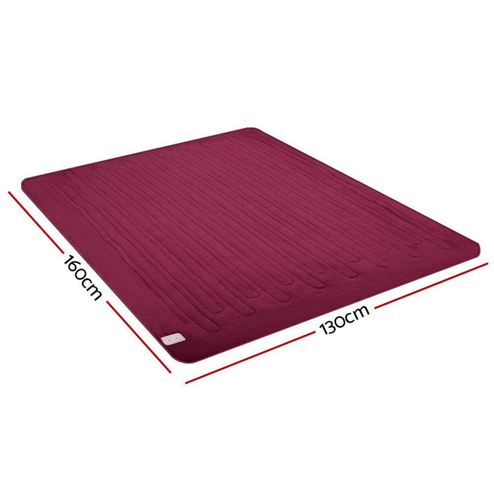 Giselle Electric Throw Rug Heated Blanket Fleece Red-6