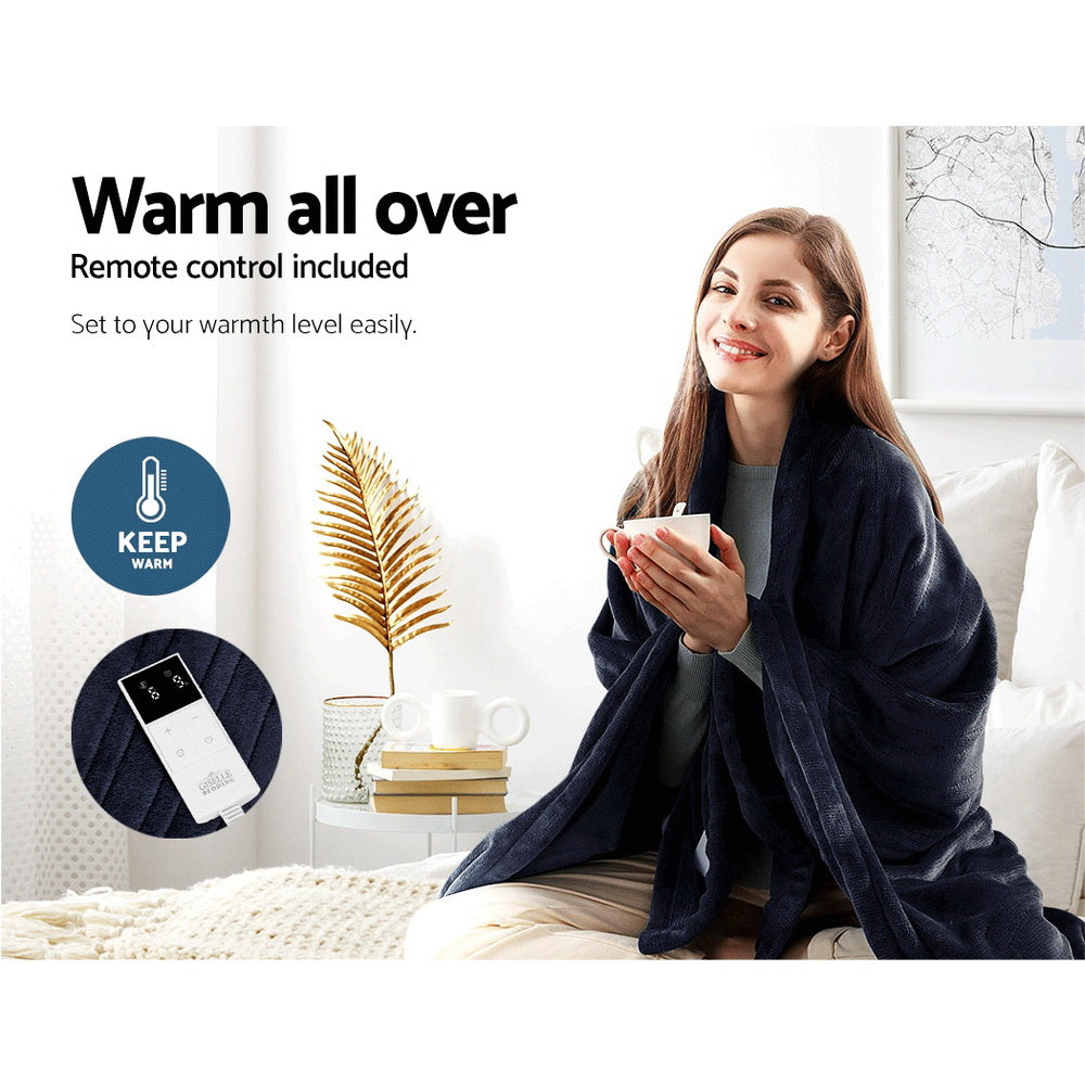 Giselle Bedding Heated Electric Throw Rug Fleece Sunggle Blanket Washable Charcoal-3