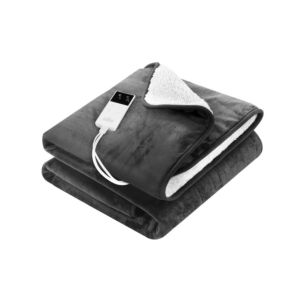 Giselle Electric Throw Rug Heated Blanket Washable Snuggle Flannel Winter Grey-0