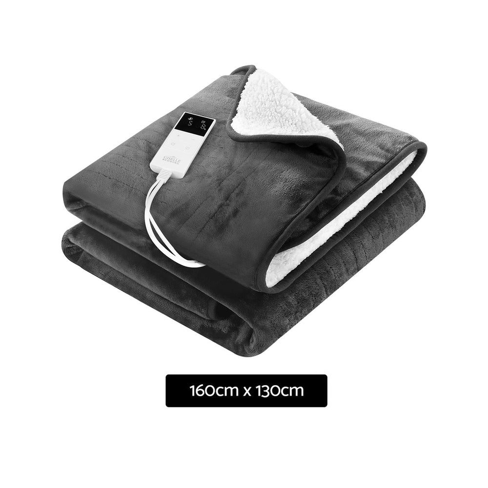 Giselle Electric Throw Rug Heated Blanket Washable Snuggle Flannel Winter Grey-1