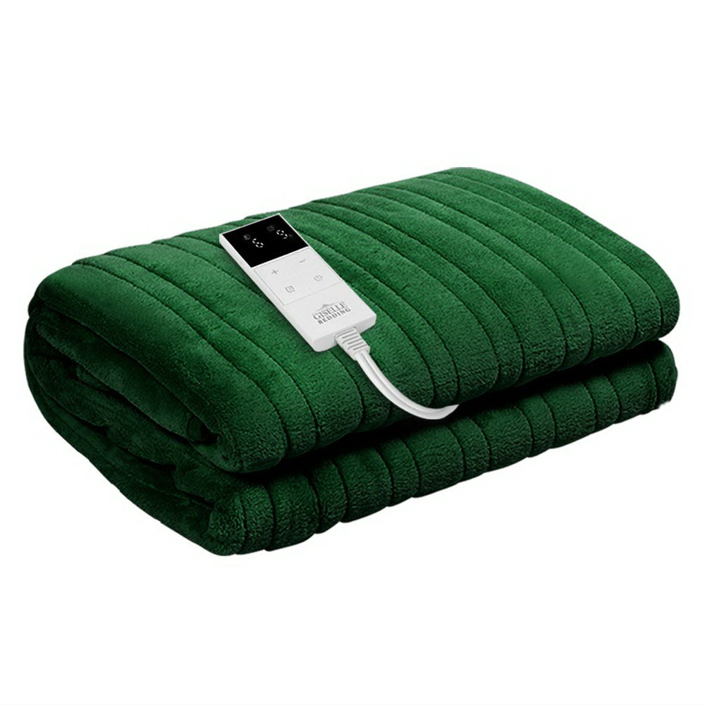 Giselle Electric Throw Rug Heated Blanket Washable Snuggle Flannel Winter Green-0