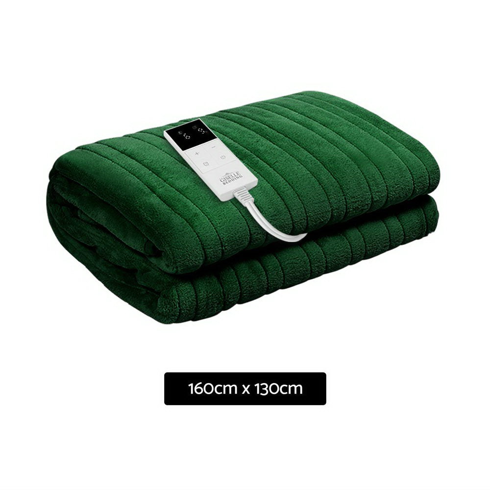 Giselle Electric Throw Rug Heated Blanket Washable Snuggle Flannel Winter Green-1