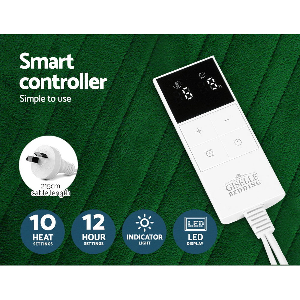 Giselle Electric Throw Rug Heated Blanket Washable Snuggle Flannel Winter Green-4