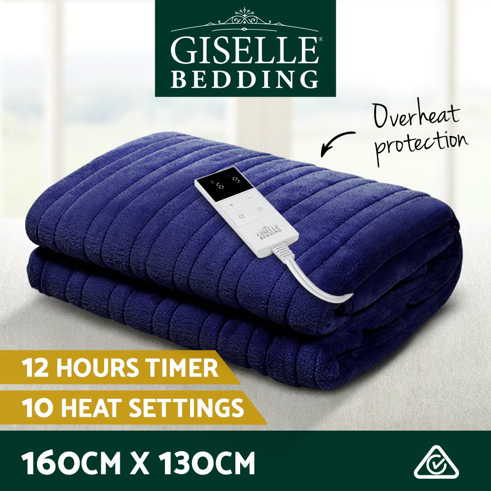 Giselle Bedding Electric Throw Blanket - Navy-2