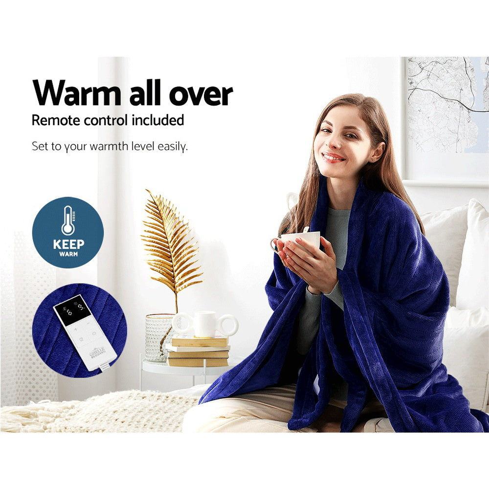 Giselle Bedding Electric Throw Blanket - Navy-3
