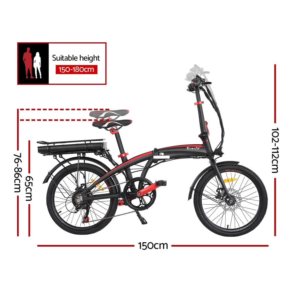 Everfit Folding Electric Bike Urban City Bicycle eBike Rechargeable Battery 250W-1