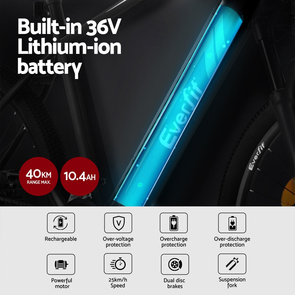 Everfit 27.5 Inch Electric Bike Mountain Bicycle eBike Battery 21 Speed-5