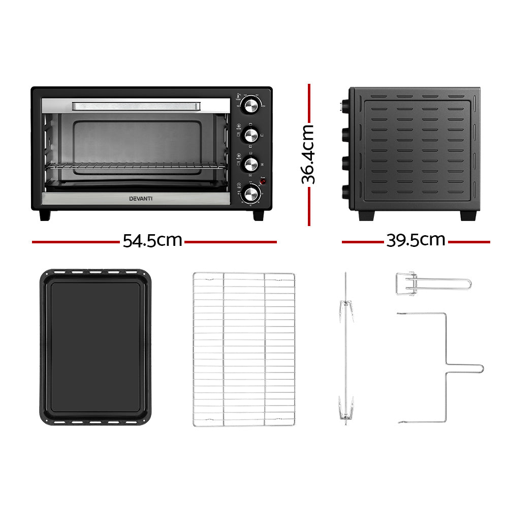 Devanti 45L Convection Oven Electric Fryer Ovens 1800W-1