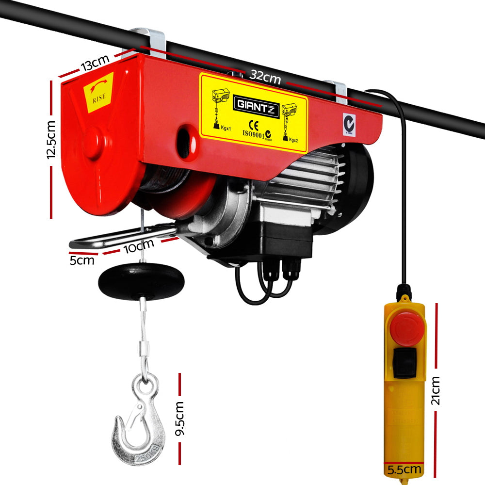 Giantz Electric Hoist Winch 125/250KG Cable 18M Rope Tool Remote Chain Lifting-1