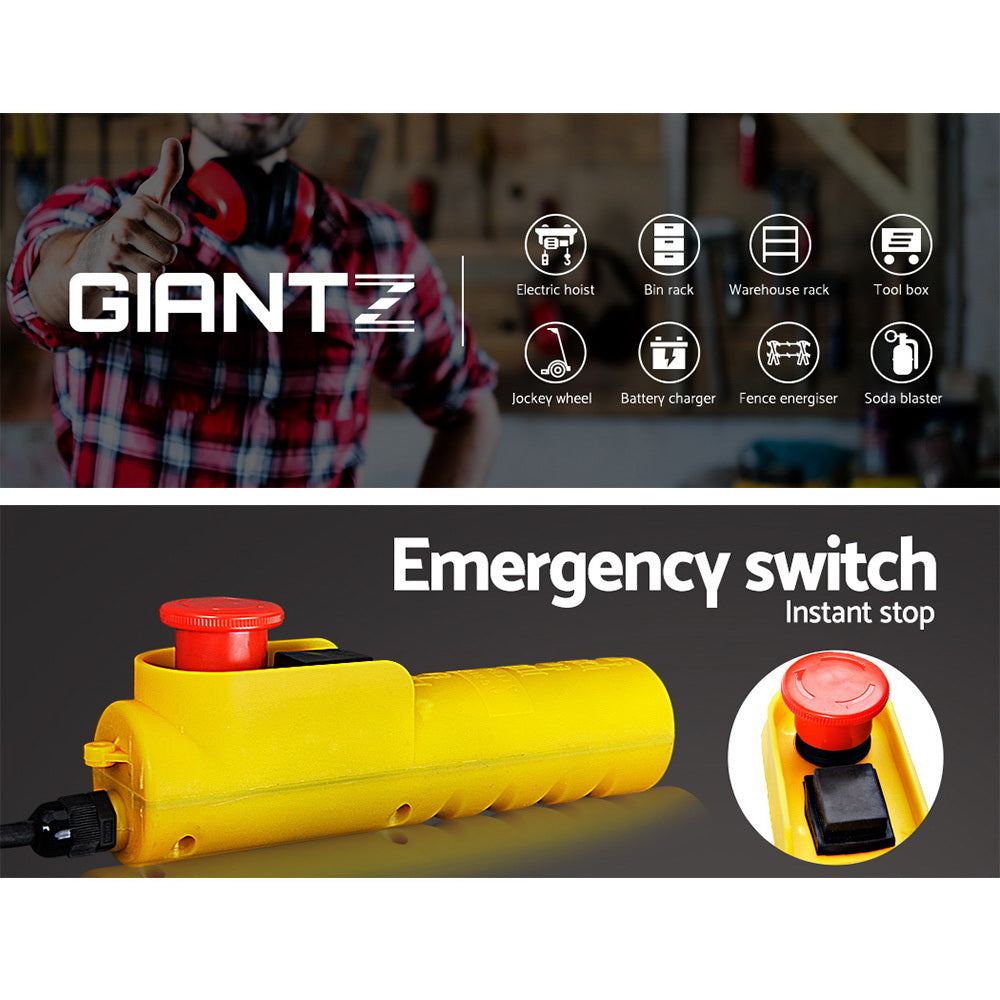 Giantz Electric Hoist Winch 500/1000KG Cable 20M Rope Tool Remote Chain Lifting-4