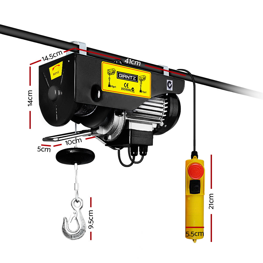 Giantz Electric Hoist Winch 400/800KG Cable 18M Rope Tool Remote Chain Lifting-1