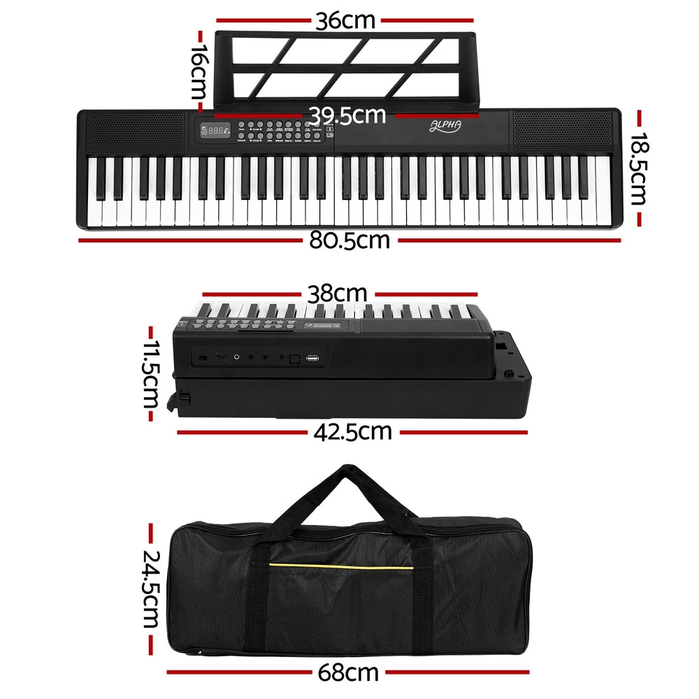 Alpha 61 Keys Foldable Electronic Piano Keyboard Digital Electric w/ Carry Bag-1