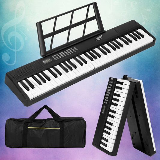 Alpha 61 Keys Foldable Electronic Piano Keyboard Digital Electric w/ Carry Bag-0