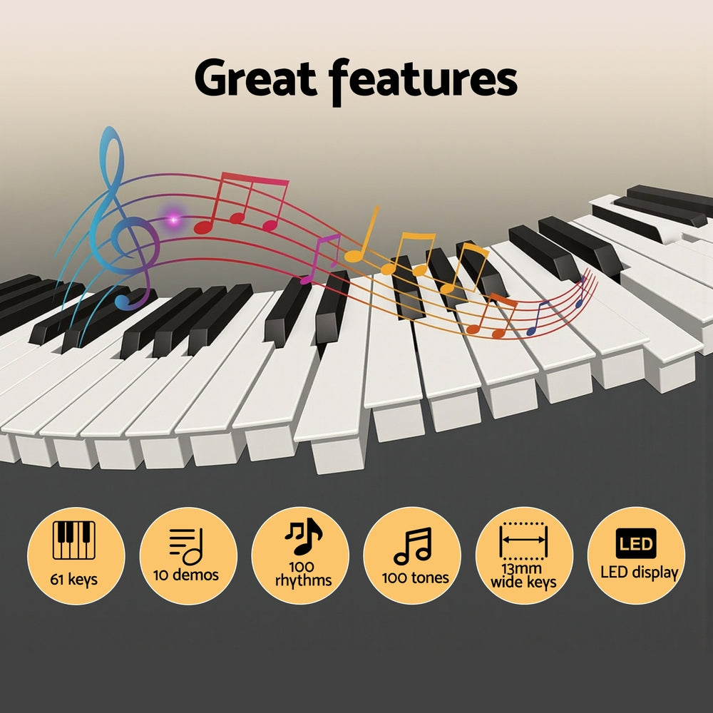 Alpha 61-Key Digital Piano Keyboard Electric Kids Gift Black-3