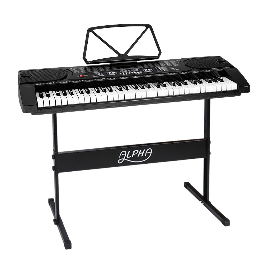 Alpha 61 Keys Electronic Piano Keyboard Digital Electric w/ Stand Beginner Black-0