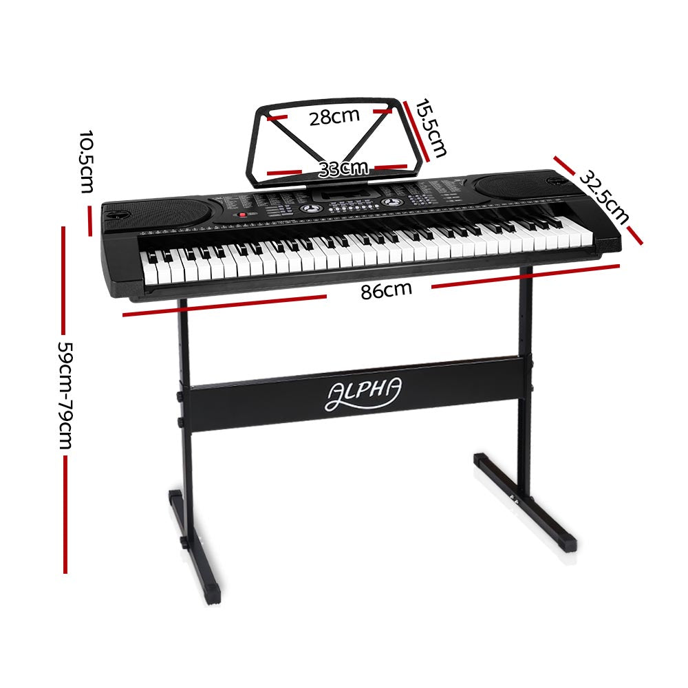 Alpha 61 Keys Electronic Piano Keyboard Digital Electric w/ Stand Beginner Black-1