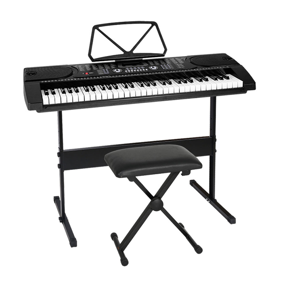 Alpha 61 Keys Electronic Piano Keyboard Digital Electric w/ Stand Stool Black-0