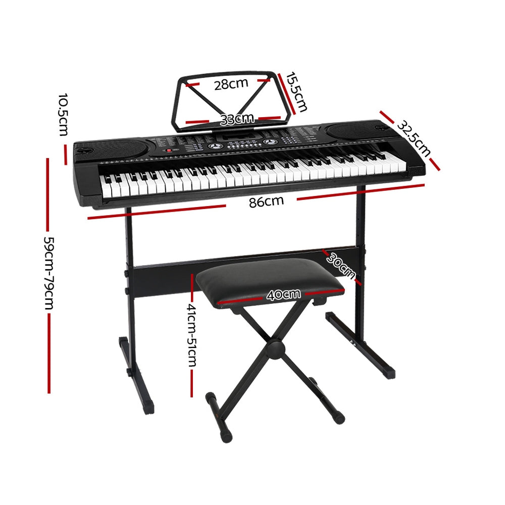 Alpha 61 Keys Electronic Piano Keyboard Digital Electric w/ Stand Stool Black-1