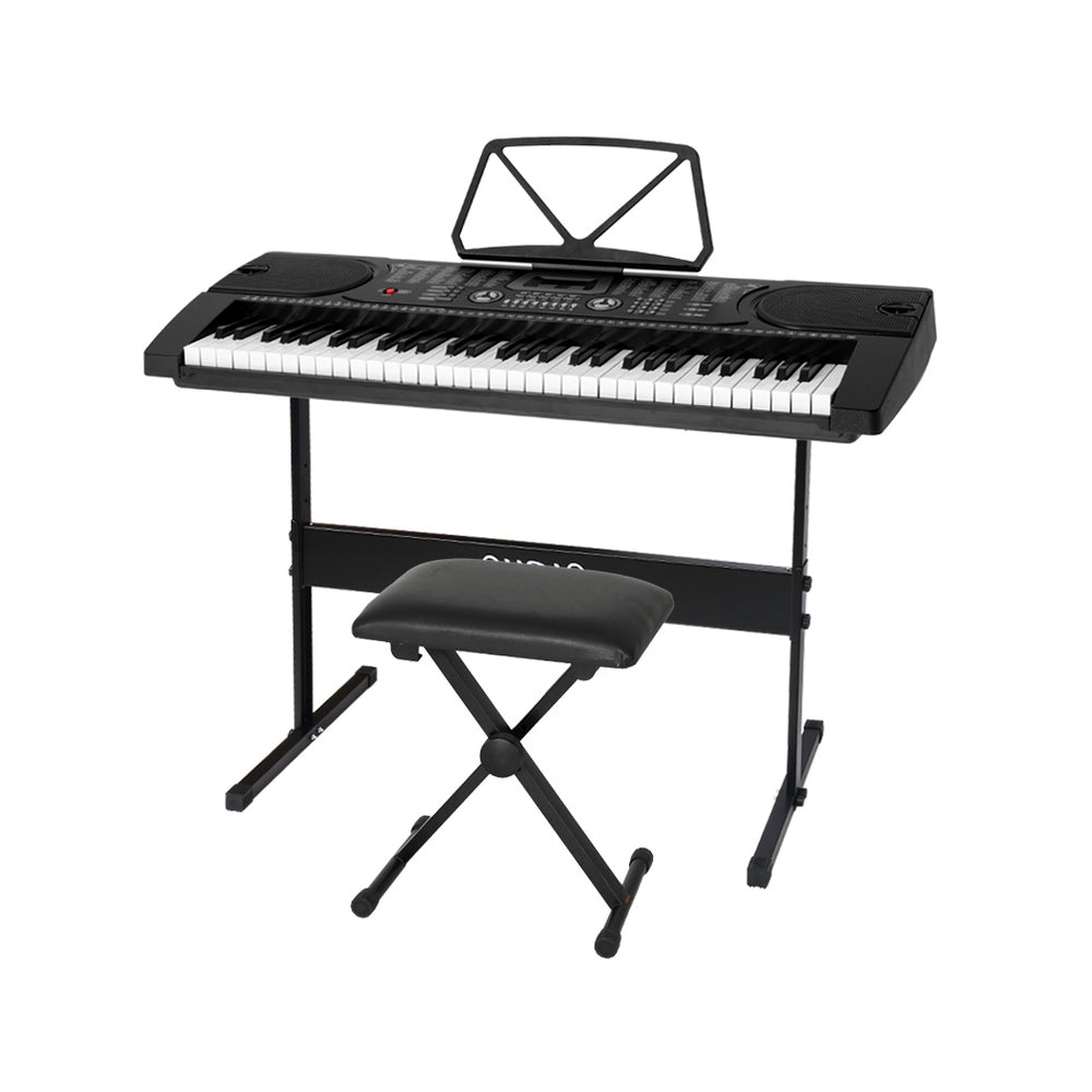 Alpha 61 Keys Electronic Piano Keyboard Digital Electric w/ Stand Stool Black-2