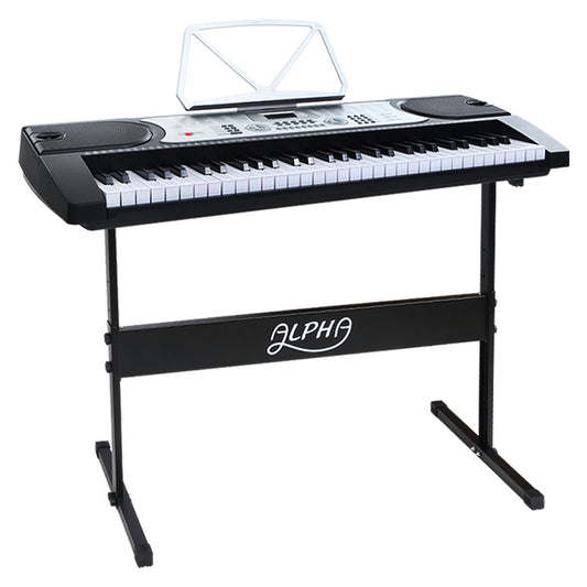 Alpha 61 Keys Electronic Piano Keyboard Digital Electric w/ Stand Beginner Silver-0