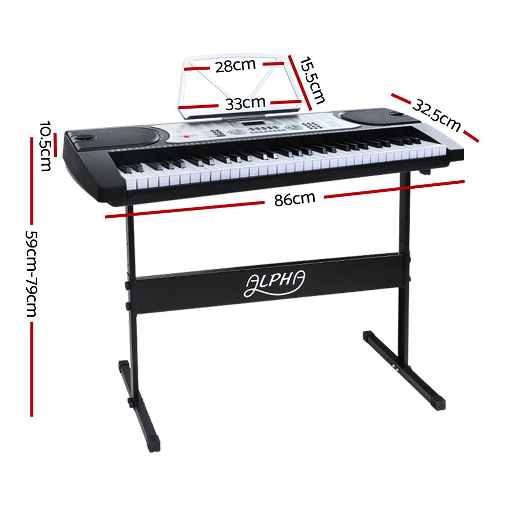 Alpha 61 Keys Electronic Piano Keyboard Digital Electric w/ Stand Beginner Silver-1