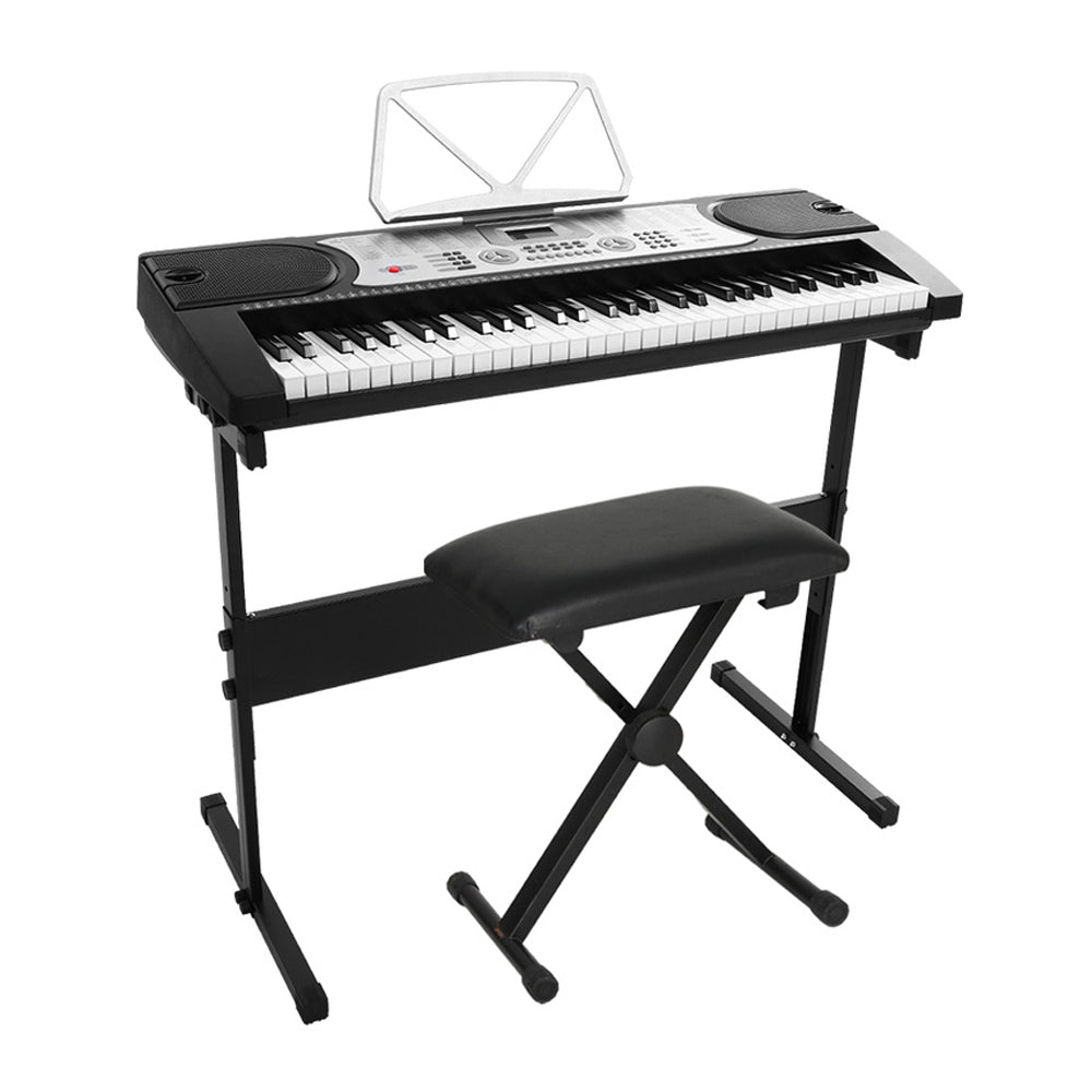 Alpha 61 Keys Electronic Piano Keyboard Digital Electric w/ Stand Stool Silver-0