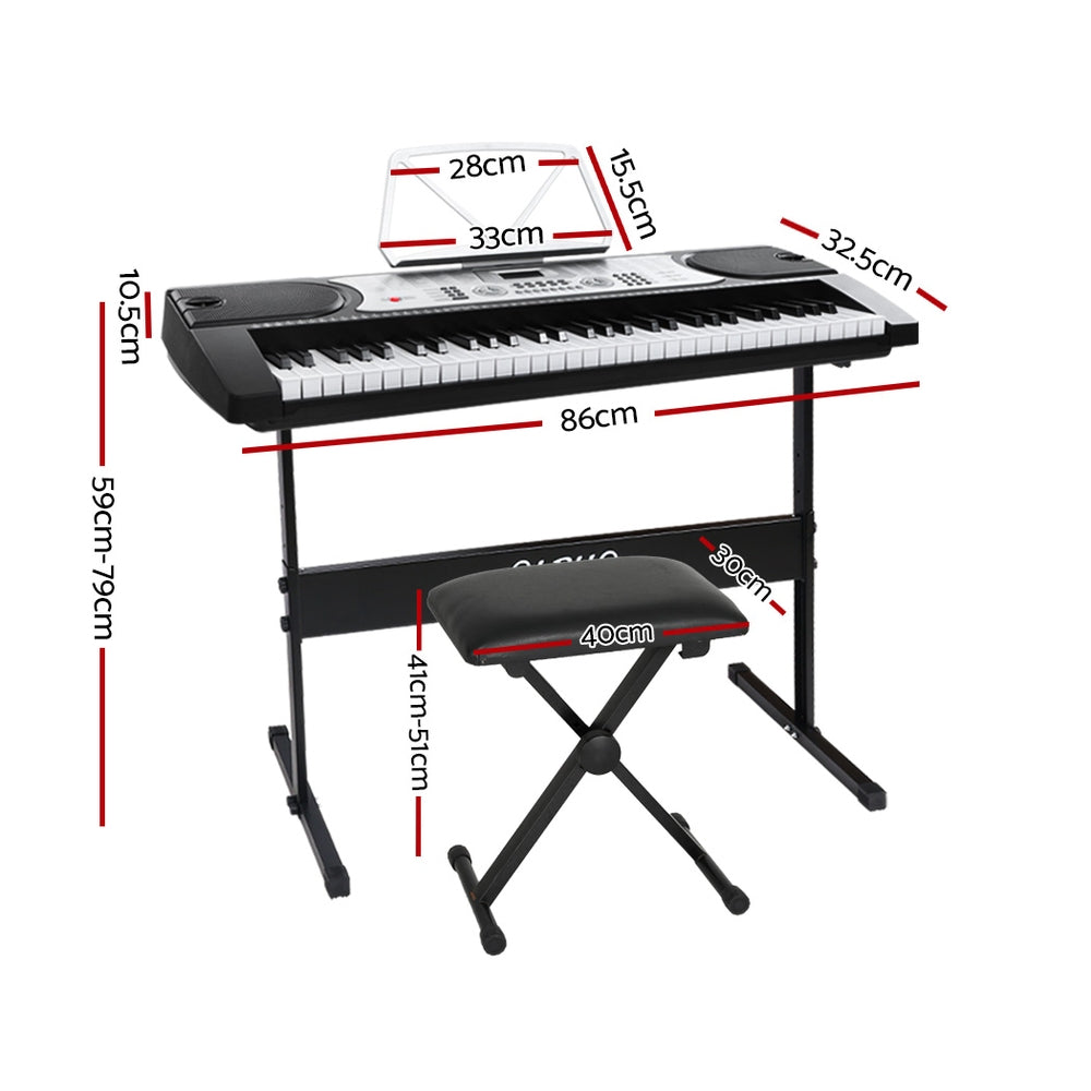 Alpha 61 Keys Electronic Piano Keyboard Digital Electric w/ Stand Stool Silver-1