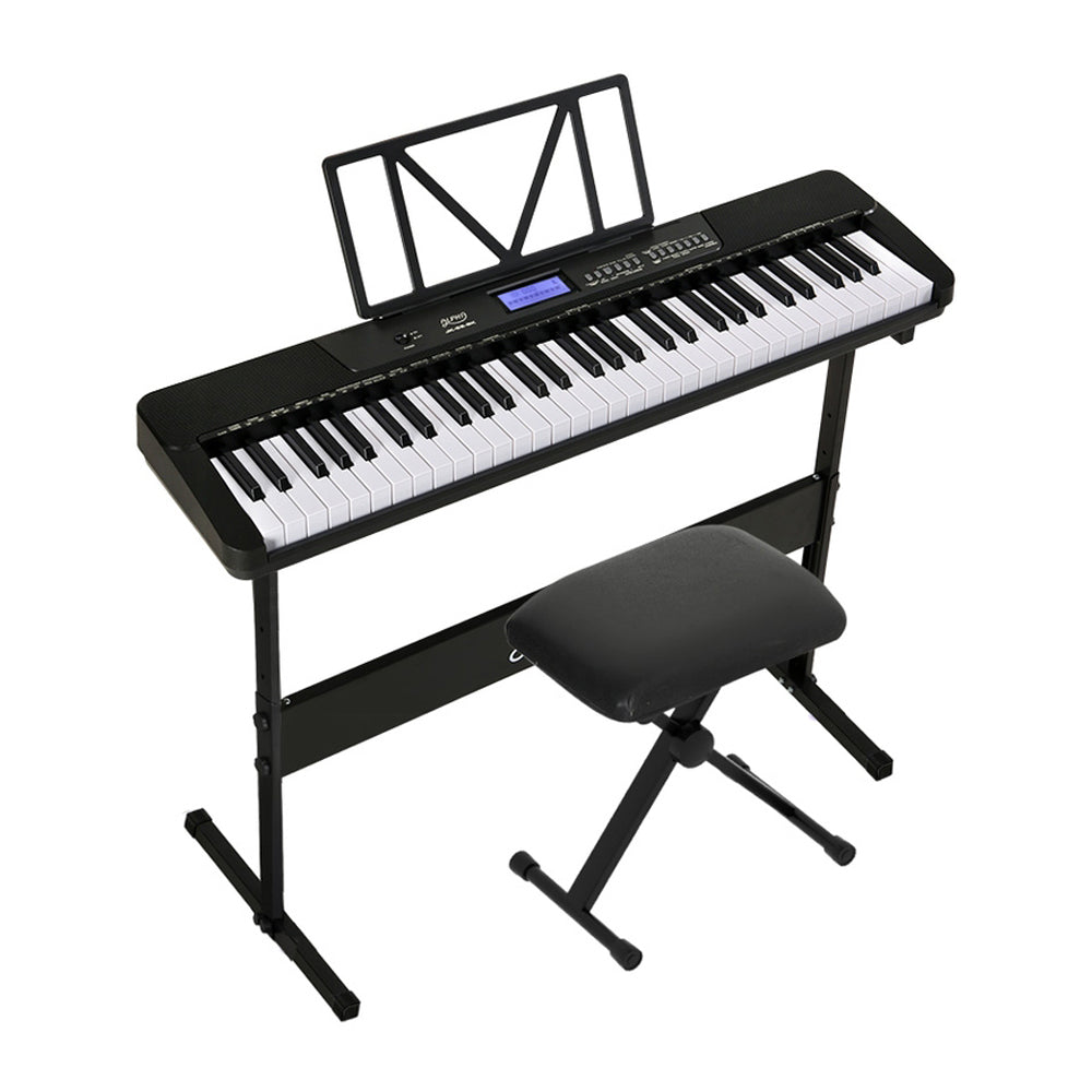 Alpha 61 Keys Electronic Piano Keyboard Digital Electric w/ Stand Stool Touch-0