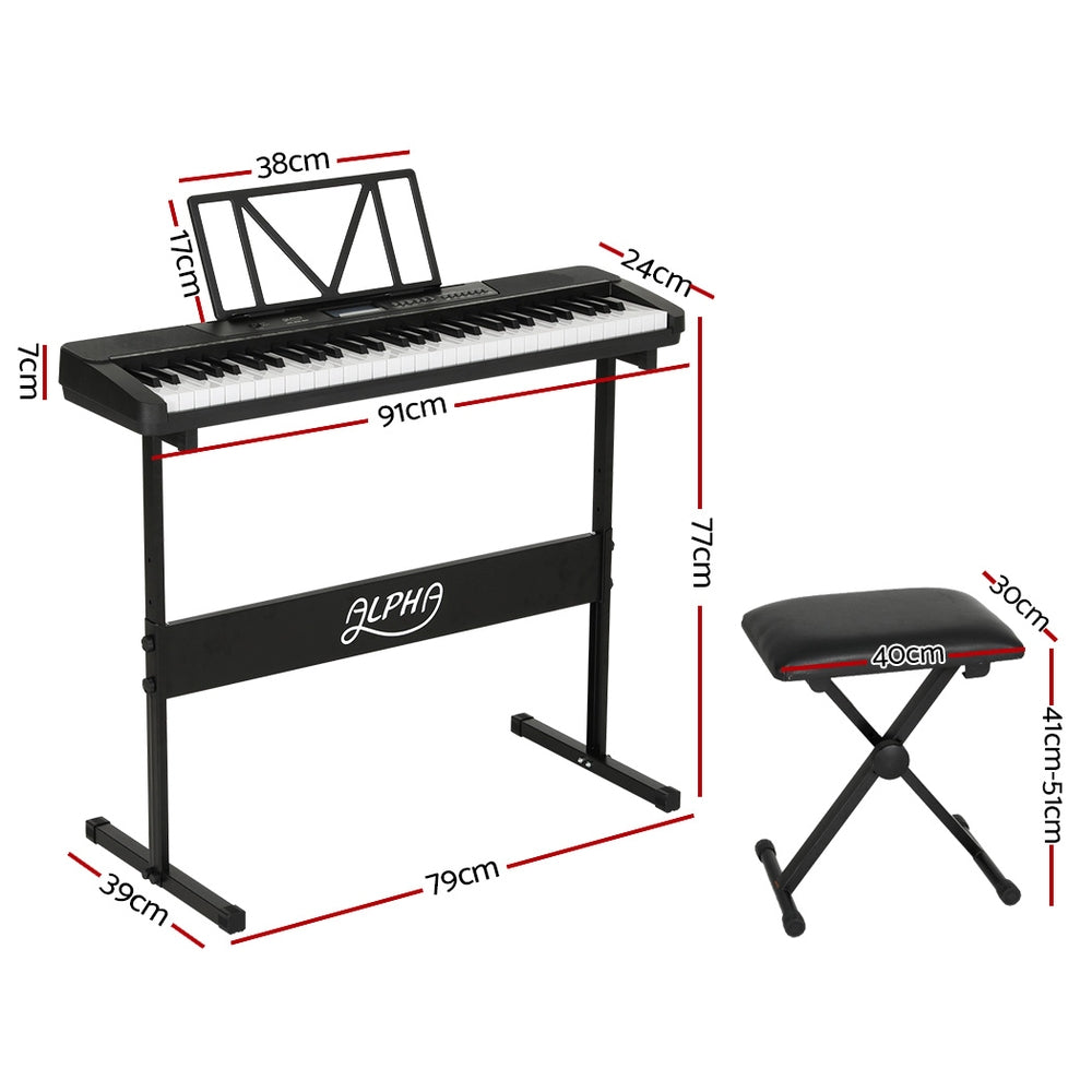 Alpha 61 Keys Electronic Piano Keyboard Digital Electric w/ Stand Stool Touch-1