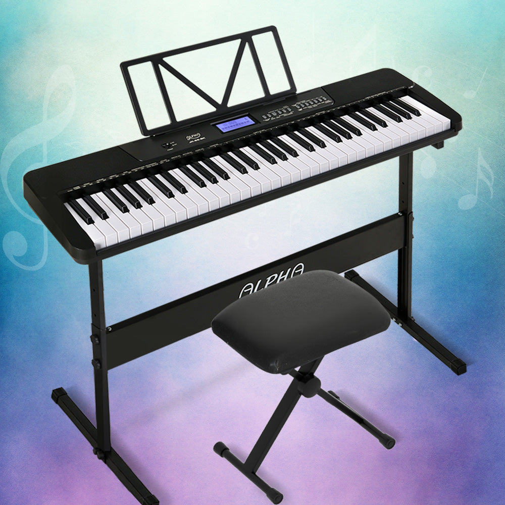 Alpha 61 Keys Electronic Piano Keyboard Digital Electric w/ Stand Stool Touch-6