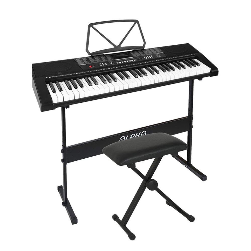 Alpha 61 Keys Electronic Piano Keyboard Digital Electric w/ Stand Stool Speaker-0