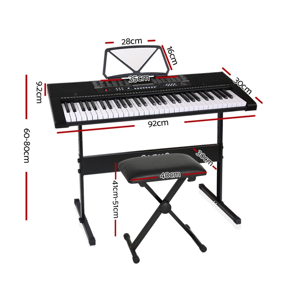 Alpha 61 Keys Electronic Piano Keyboard Digital Electric w/ Stand Stool Speaker-1