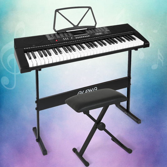 Alpha 61 Keys Electronic Piano Keyboard Digital Electric w/ Stand Stool Speaker-0