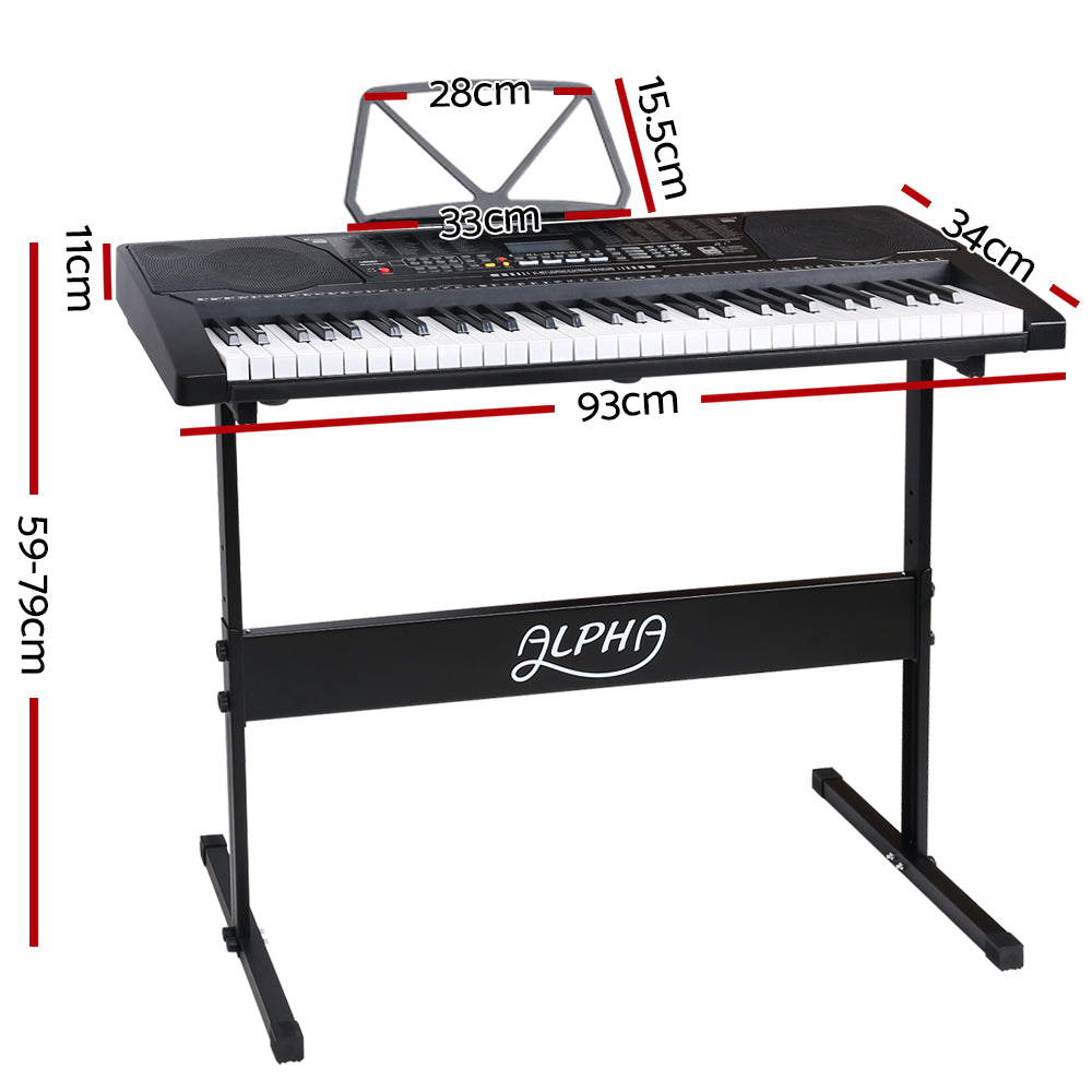 Alpha 61 Keys Electronic Piano Keyboard Digital Electric w/ Stand Lighted Black-1