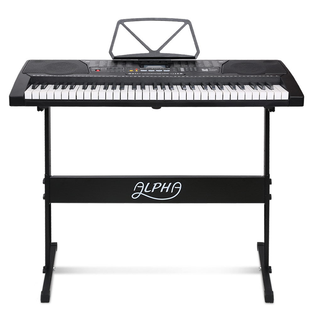 Alpha 61 Keys Electronic Piano Keyboard Digital Electric w/ Stand Lighted Black-2