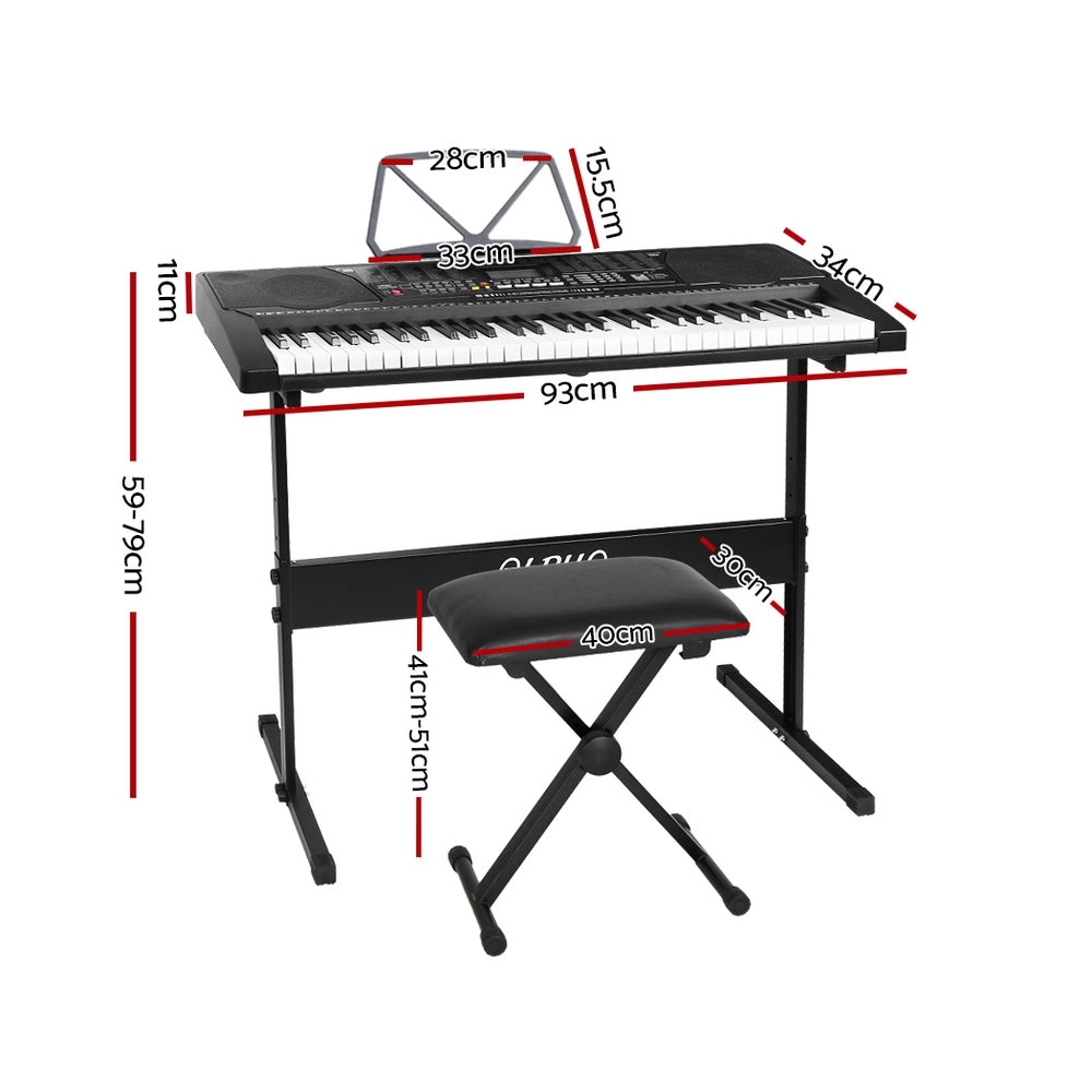 Alpha 61 Keys Electronic Piano Keyboard Digital Electric w/ Stand Stool Lighted-1