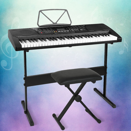 Alpha 61 Keys Electronic Piano Keyboard Digital Electric w/ Stand Stool Lighted-0