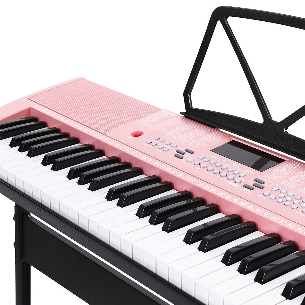 Alpha 61 Keys Electronic Piano Keyboard Digital Electric w/ Stand Lighted Pink-2