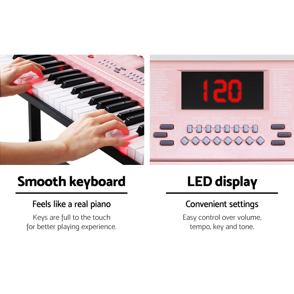 Alpha 61 Keys Electronic Piano Keyboard Digital Electric w/ Stand Lighted Pink-4